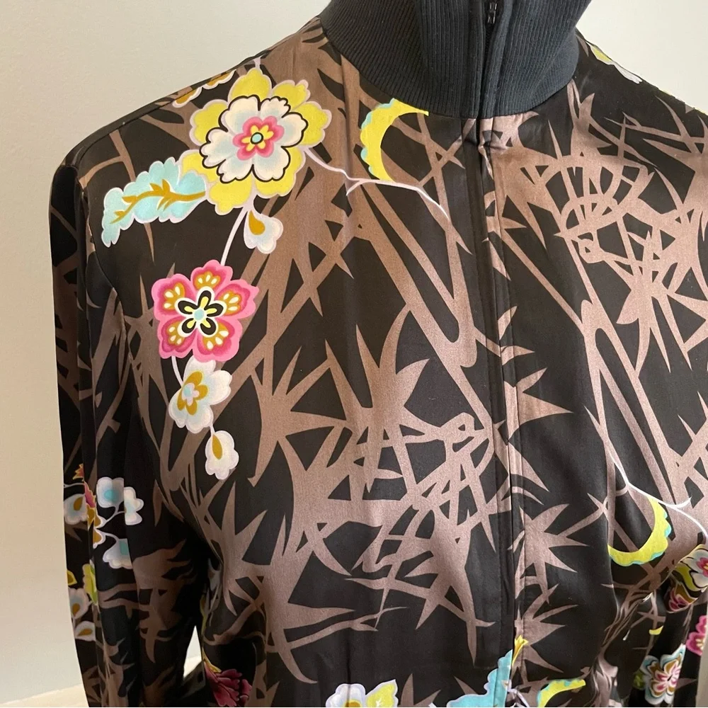 Spenser Jeremy Floral silk print zippered bomber jacket - Picture 2 of 7